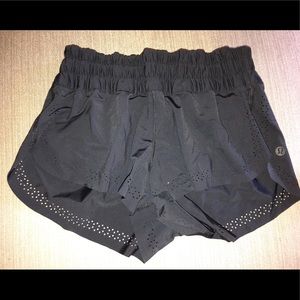 Lululemon Black Shorts Perforated Hem size 2